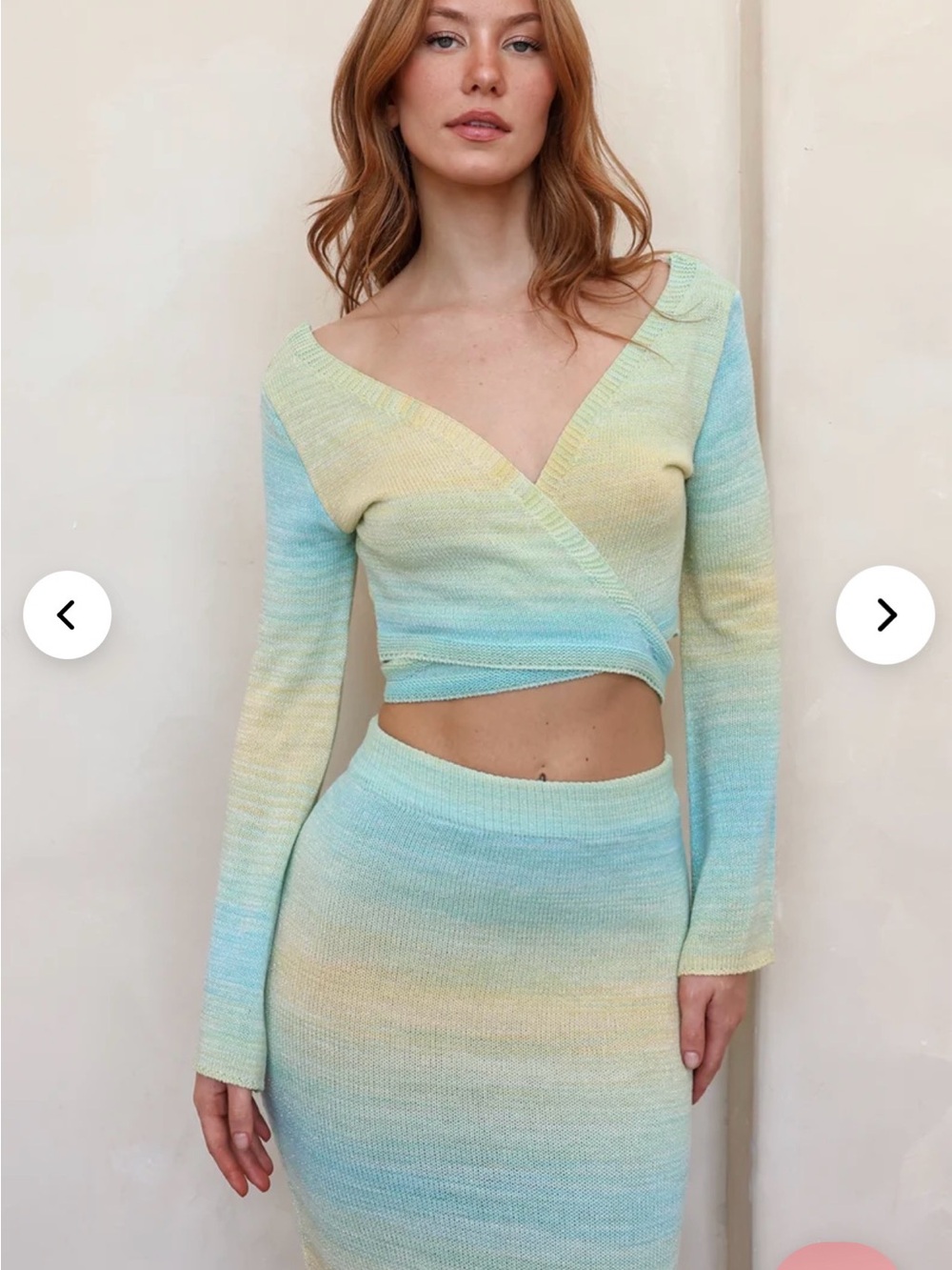 Dippin Daisys Large Pastel Ombre Wrap Crop Top & Maxi Skirt Set
